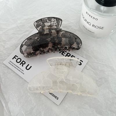 1pc New Style Elegant Ins Style Hair Clip with Acetate Lace Pattern for Back of Head; Korean Style Claw Clip for Updo