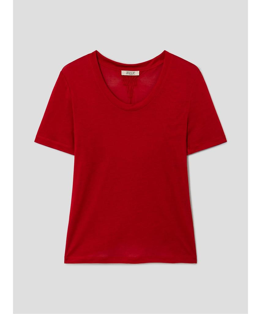 Anggae Scoop Neck Short Sleeve Tshirt Red