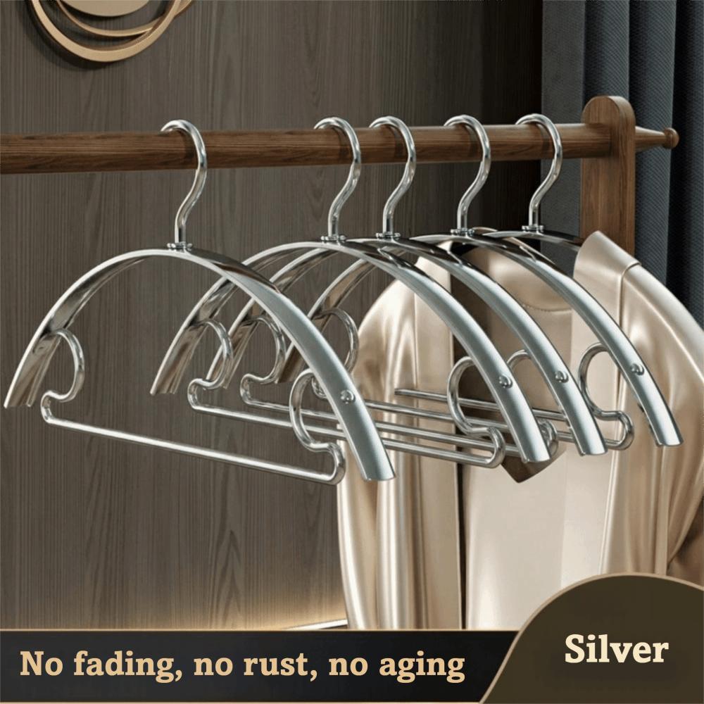 5 Pcs/Set Width Coat Hanger Anti-Slip Cloth Storage Rack High Quality Aluminum Alloy Hanger серебряный