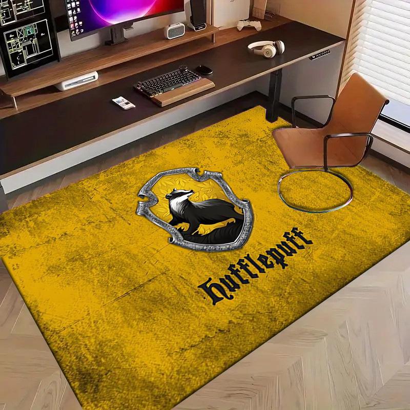 1 Stück Büro Teppich Stuhlmatten Hufflepuff Wappen Perfekt zum Dekorieren von Bürostühlen, Wohnzimmern oder Schlafzimmern, Polyester Teppich
