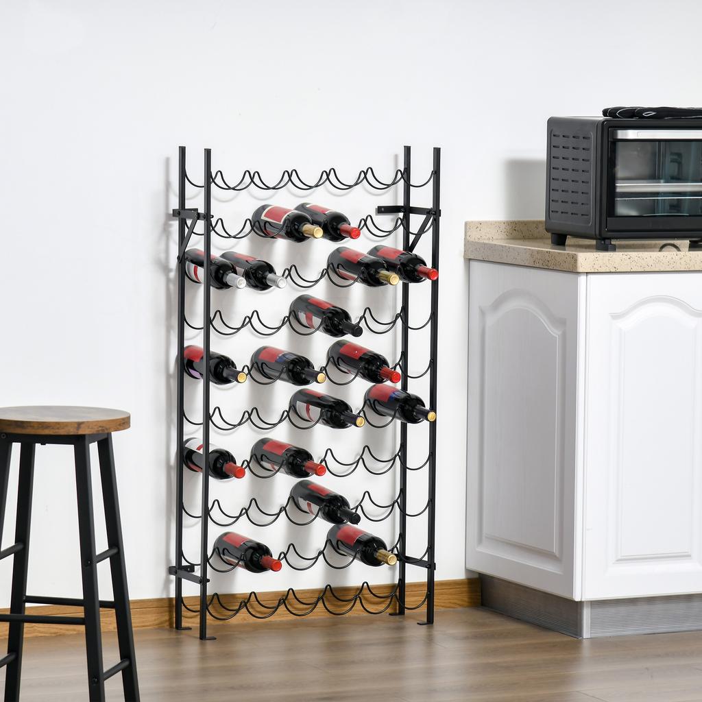 Wine Holder Rack with 10 Tier 60 Bottles Storage Ideal Bar Display In Black 63 X 20.5 X 118cm