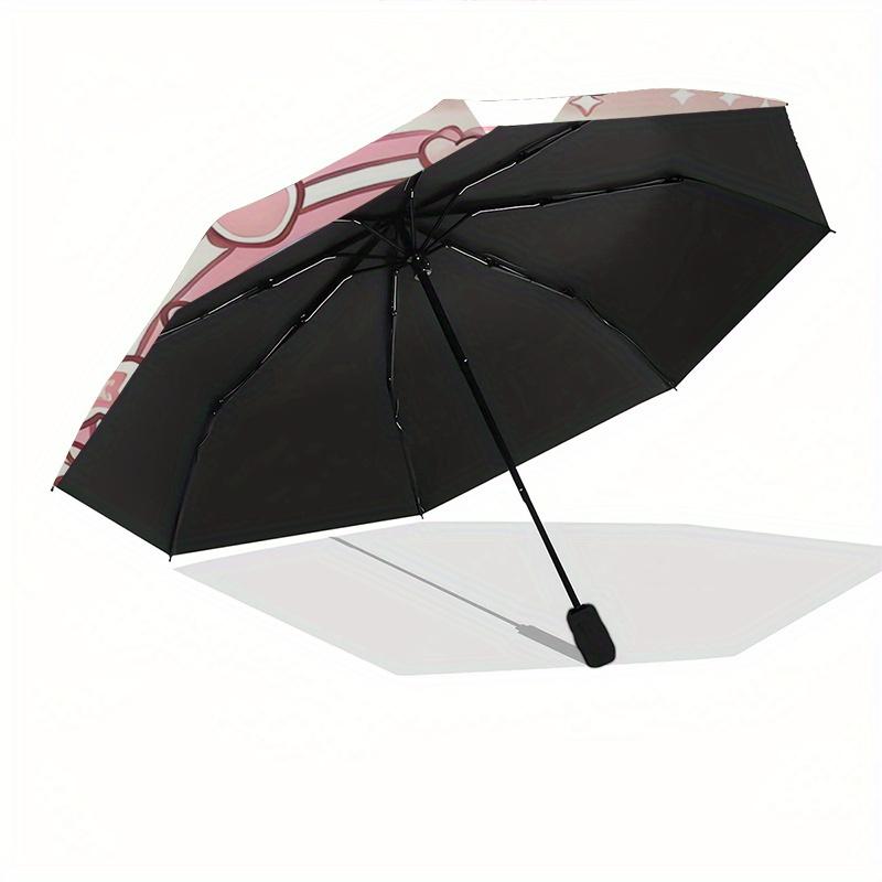 Hello Kitty,Cute Automatic Folding Umbrella-Simple 8-Rib Design, Bright Cartoon Pattern, Durable Iron Frame, Suitable For Travel, Outdoor, B