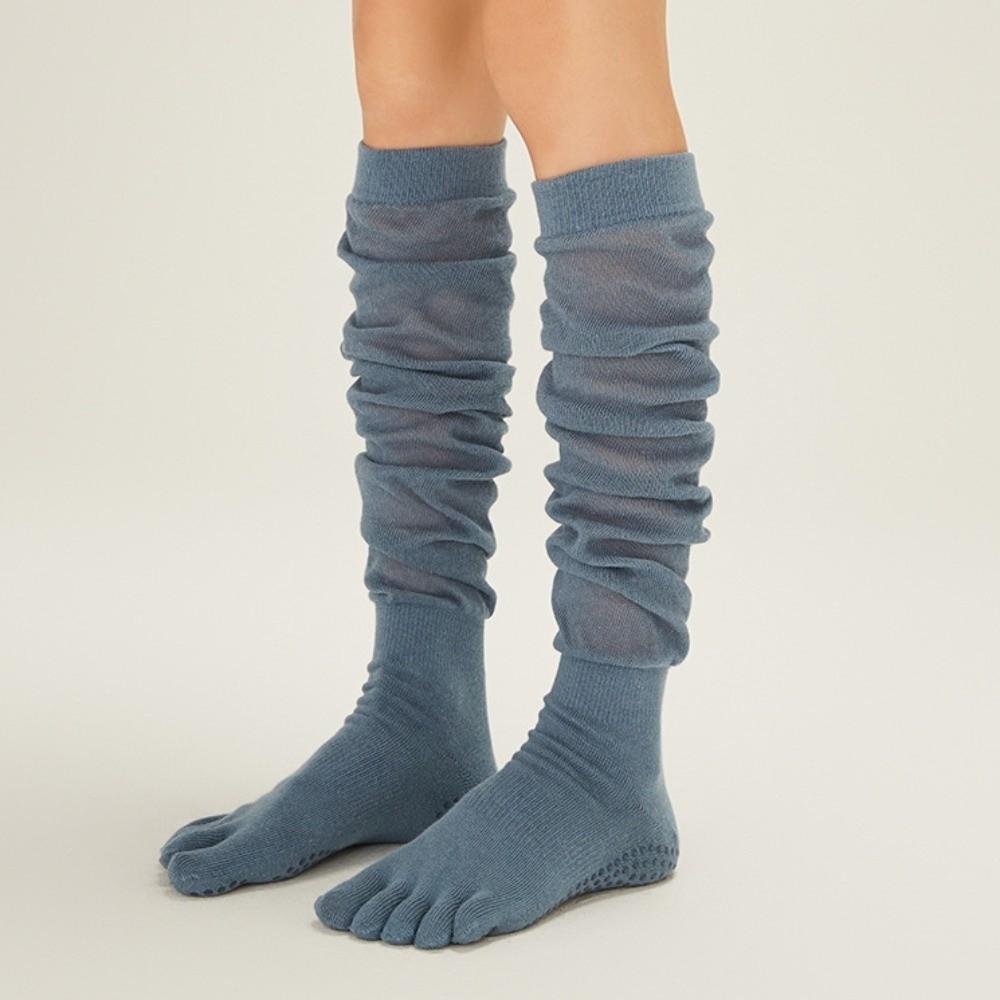 Comfortable Cotton Five Finger Yoga Socks Split Toe Breathable Over Knee Socks Non-Slip Grips Pilates Socks Sports