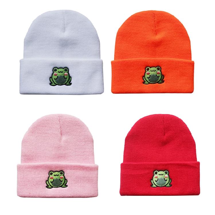 Cute Cartoon Beanie Hat for Adults Knitted Cap Warm Ski Hats with for Frog Patte