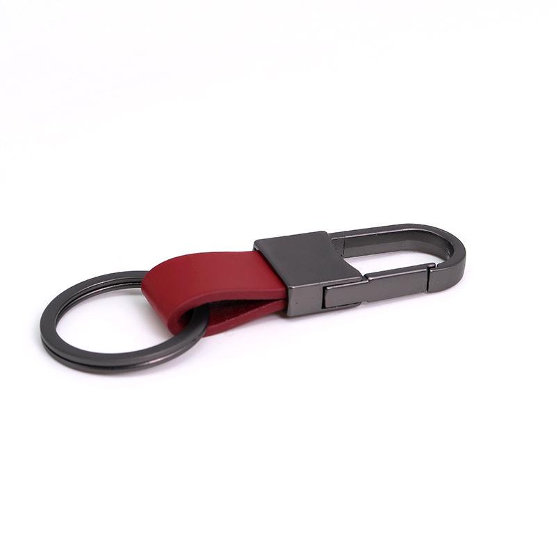 

Чоловіча брелок для ключів від машини зі справжньої шкіри із затискачем для пояса зі сплаву цинку та персоналізованим лазерним логотипом