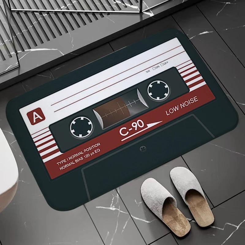 Retro Cassette Tape Bath Mats Super Absorbent Bathroom Carpet Home Entrance Welcome Doormat Rug for Kitchen Non-slip Floor Mat