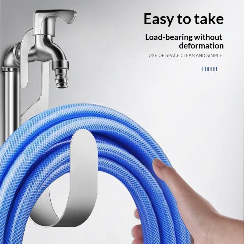 201 Stainless Steel Garden Hose Holder Multi Purpose Household Car Wash Water Hose Faucet Hose Hook Balcony Wall Mount Storage
