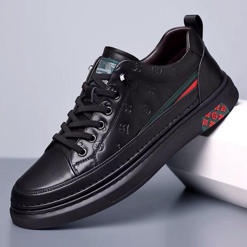 Herren Sneakers Atmungsaktive Schuhe mit Erhöhung Mode Weiche Lederschuhe mit verstecktem Absatz 5CM Sport Casual Schuhe