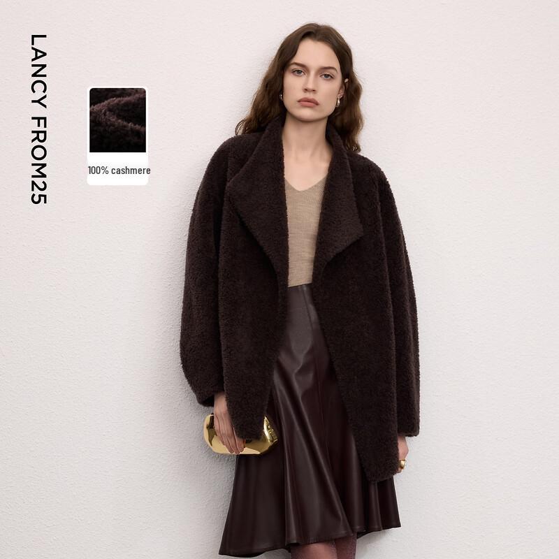 Langzi Wool Stand-Collar Faux Fur Short Jacket