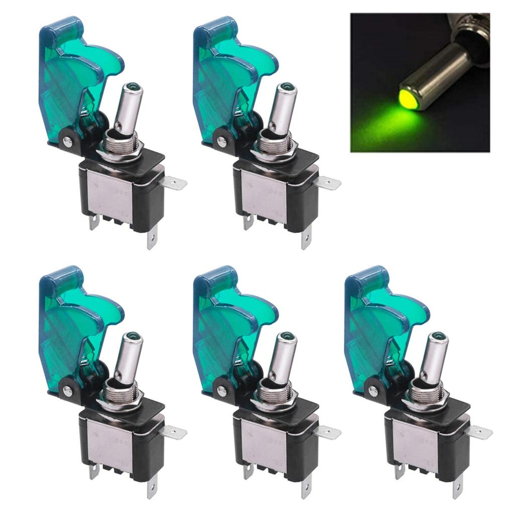 Car Boat Truck Led Lighted Toggle Switch with Aircraft Flip Safety Up Cap Cover