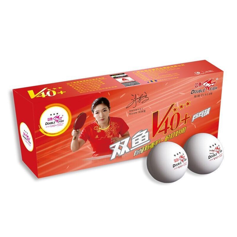 DOUBLE FISH V40+ 3-Star ABS White Table Tennis Balls (10-Pack)