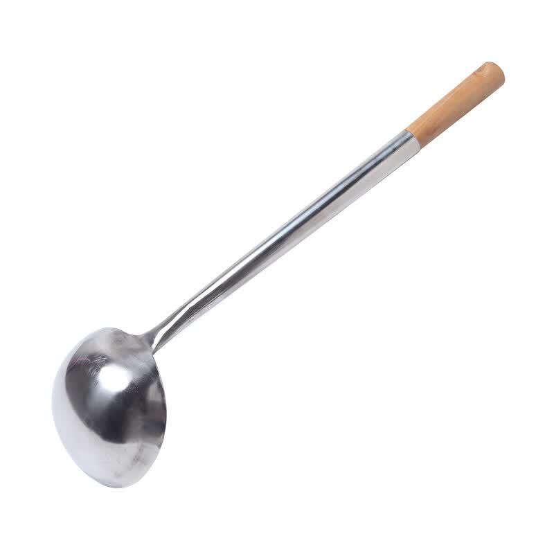 Hand-Forged Stainless Steel Wok Spatula & Ladle with Wooden Handle
