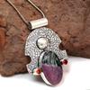 Ruby Zoisite Garnet Gemstone Mother's Day Silver Jewelry Pendant  2.25"
