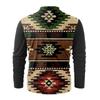 Men's Fashion Casual Printed Long Sleeve Bandage Retro Shirt Top Blouse