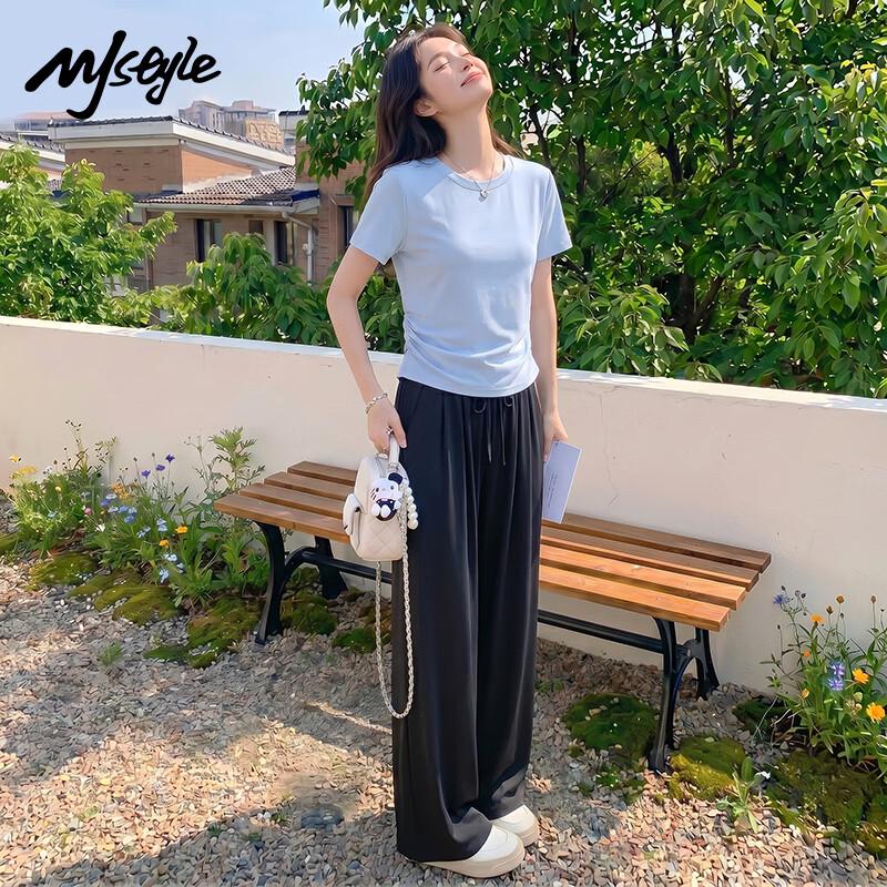MJ STYLE 2026 Summer Slim Fit T-Shirt & Wide-Leg Pants Set S