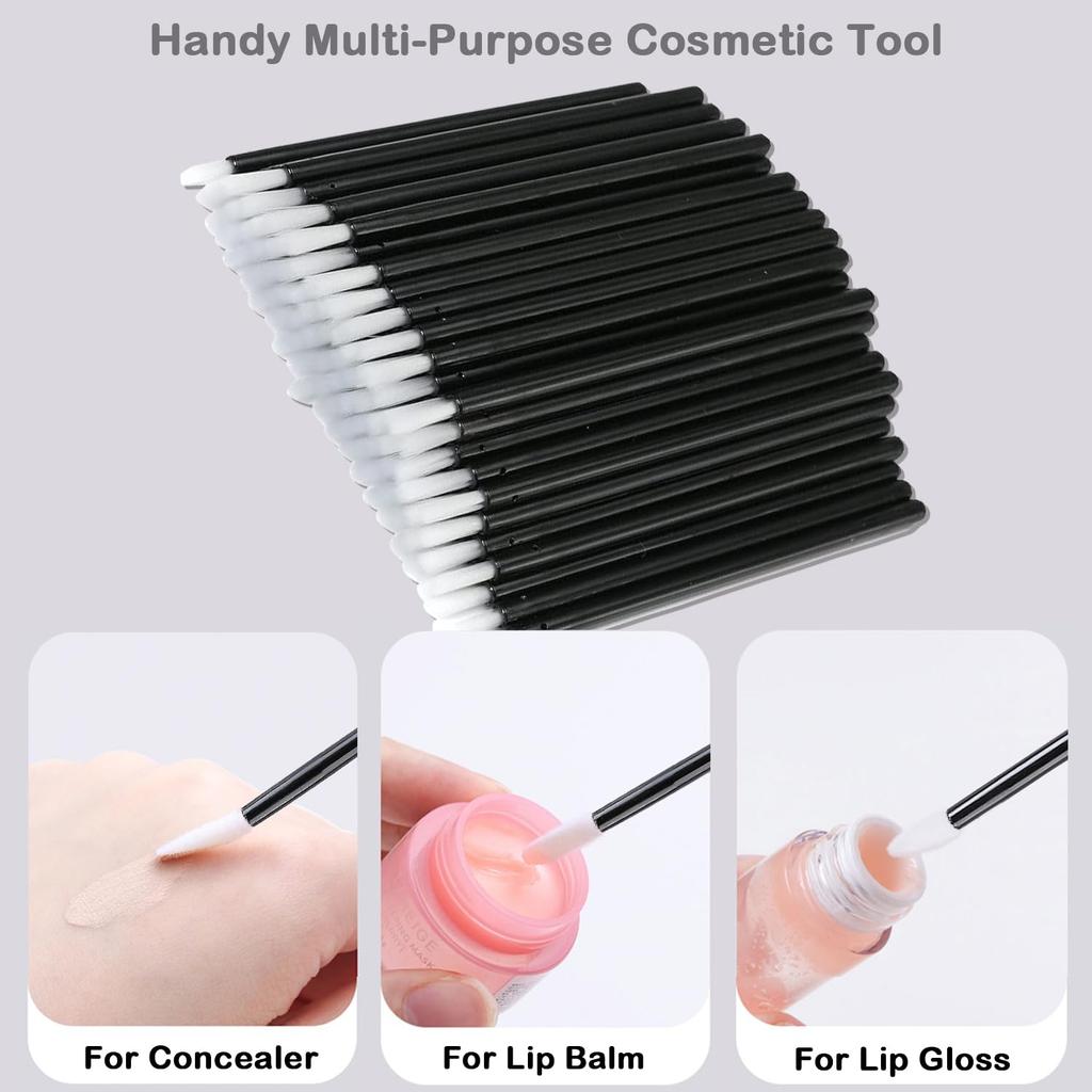 200Pcs Eyelash Extension Kit, Lash Spoolies Extension Supplies Eyebrow Brush Mascara Wands Lip Brushes Applicators Disposable Micro Swab Brushes for