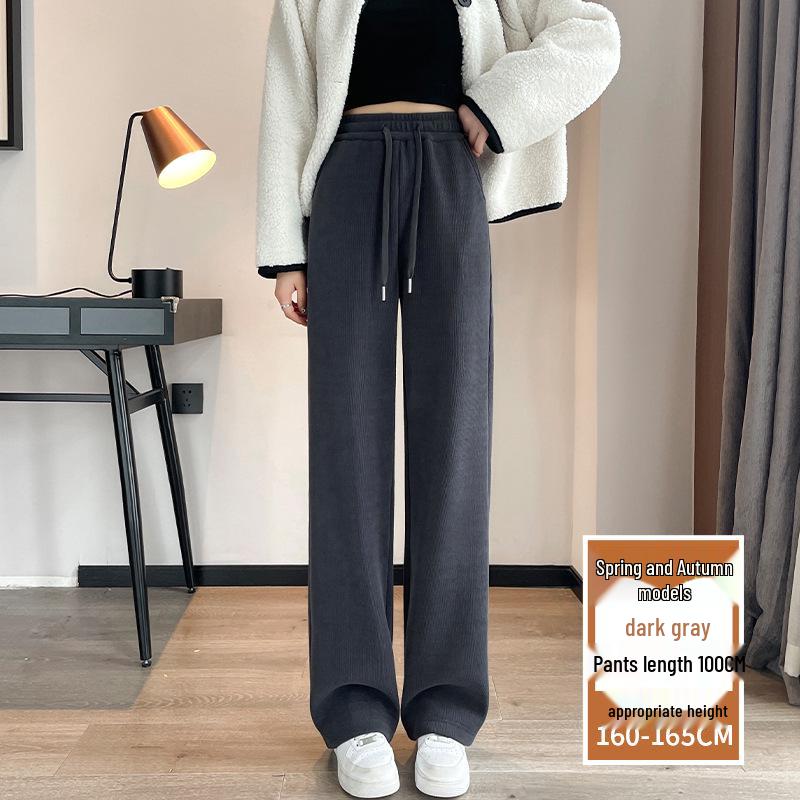Women's Extra-Long White Lambswool Chenille Wide-Leg Knit Pants for Autumn/Winter (Tall Size 175)