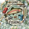 D Vintage FishingThemed Circular Tin Sign Iron Door Mount Wall Decor Cafe Club Kitchen No Electricity Needed