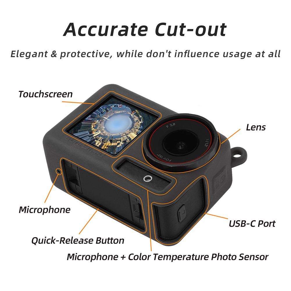 Silicone Cover Shockproof Sport Camera Case with Hanging Rope Scratch-proof Camera Cover for Osmo Action 5 Pro Accessories