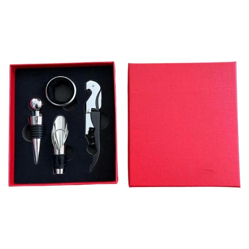 Wine Opener Tool Set Corkscrew Wine Opener with Case Bottle Opener Vacuum Stoppers Wine Pourer for Wedding Gift