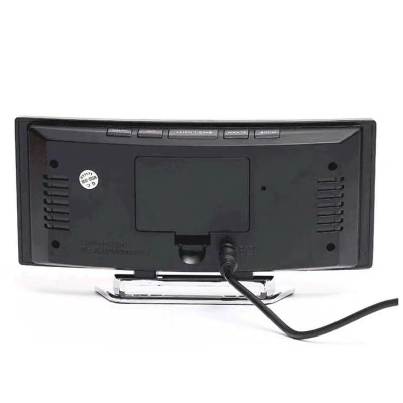 Intelligent Mirror Alarm Clock Quiet Operate Curved LED Screen Temperature Monitor Night lighting USB Battery Power