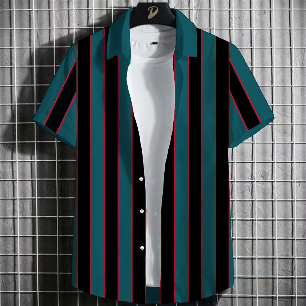 Men's Striped Shirt, Floral 3d Print Shirt, Casual Shorts, Sleeve Tops, Beach Party Shirts, Mens Hawaiian Shirt, Loose Fitting Clothes 2025