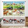 Kids Farm Curta,Cartoon Animals Cute Chicken Duck Milk Cow Pig Happy Farm Curta Window Drapes For Bedroom Living Room