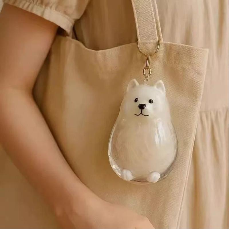 Clear Memorial Keychain For Pet Hair Keepsakes Storage Box Dog Furs Collector Keyring Pendants Charm Pet Lover Gifting