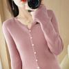 Spring and Autumn Thin V-neck Knitted Cardigan Women's New Slim-fit Sweater Korean Version Versatile Jacket Long Sleeve