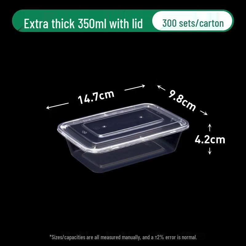 Disposable Rectangular Transparent Takeaway Food Container 350ml
