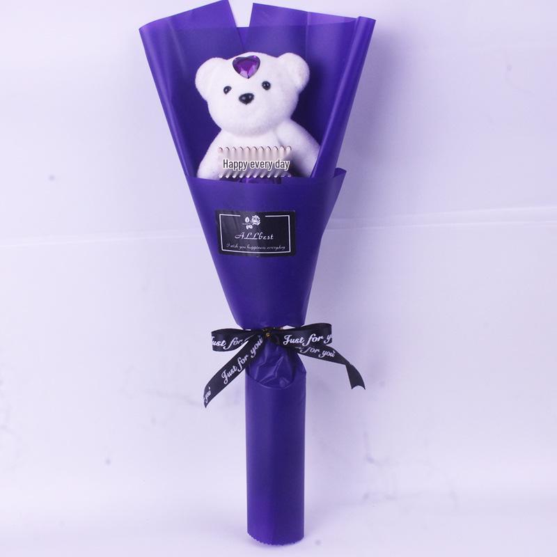 Valentine's Day Bear Bouquet: Cartoon Bear, Ice Cream Figure, Graduation Doll, Teacher's Gift, Rose Bear, Qixi Festival