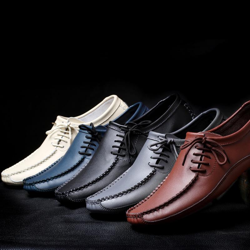 Genuine Leather Men Casual Shoes Fashion Loafers Newly High Quality Handmade Boat Shape Driving Shoes Man  De Hombre