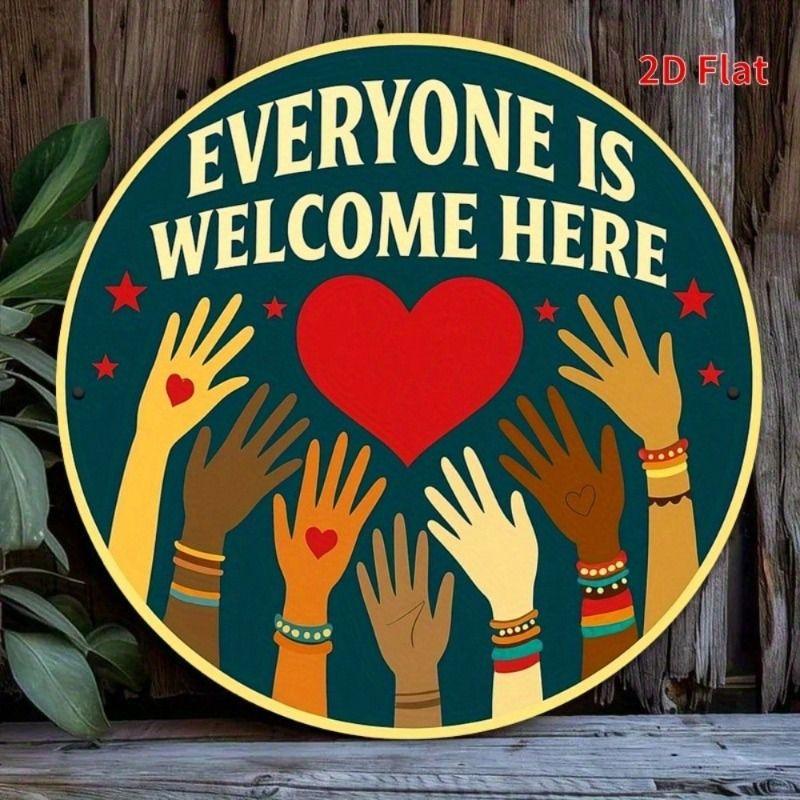 Round Retro Tin Sign Metal Wall Art 20x20cm for Living Room Balcony Home Decor