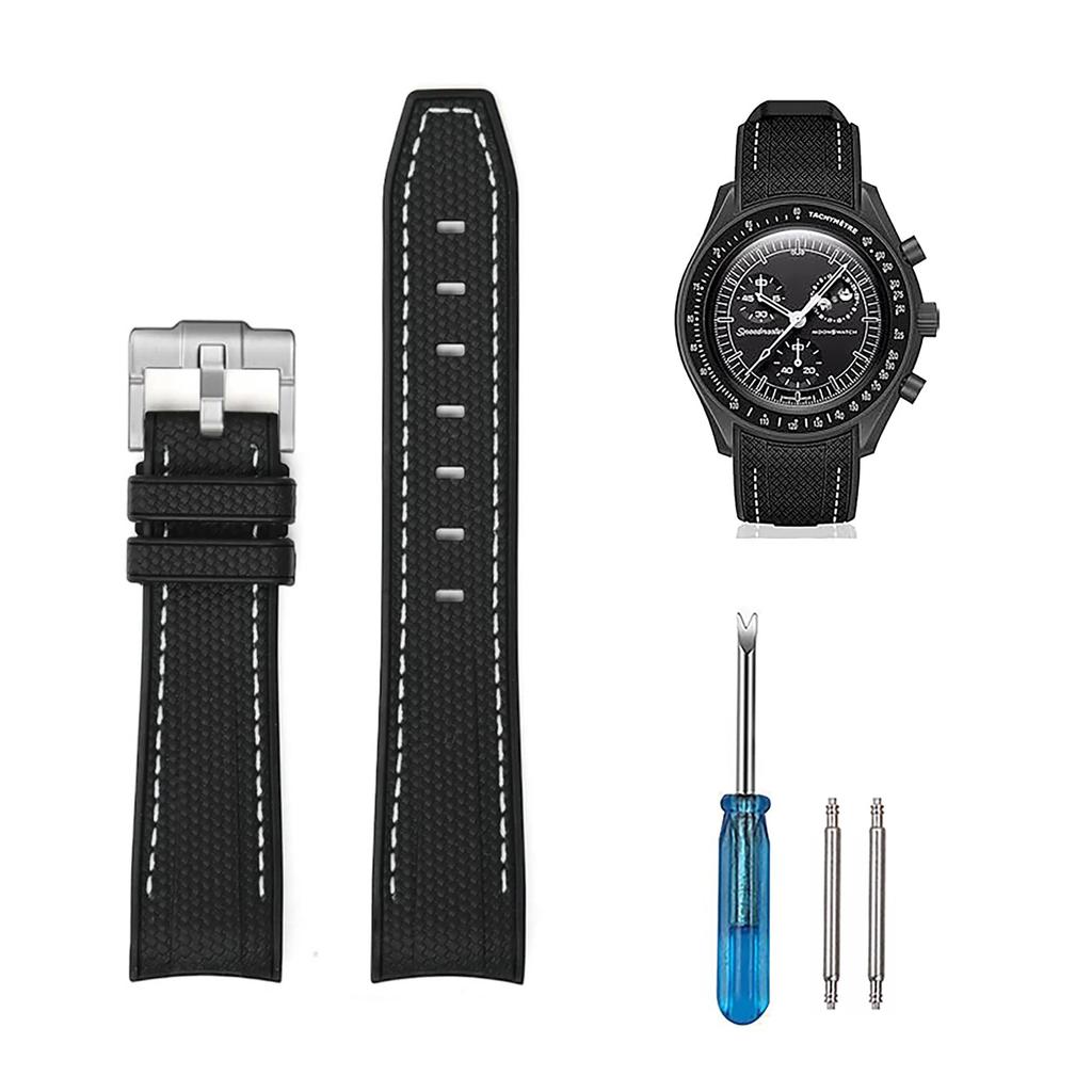 20mm Watch Band for and Rubber Watch Band with Silicone Waterproof and Includes Adjustment Tool and Spring Omega, Swatch, MoonSwatch, Omega,