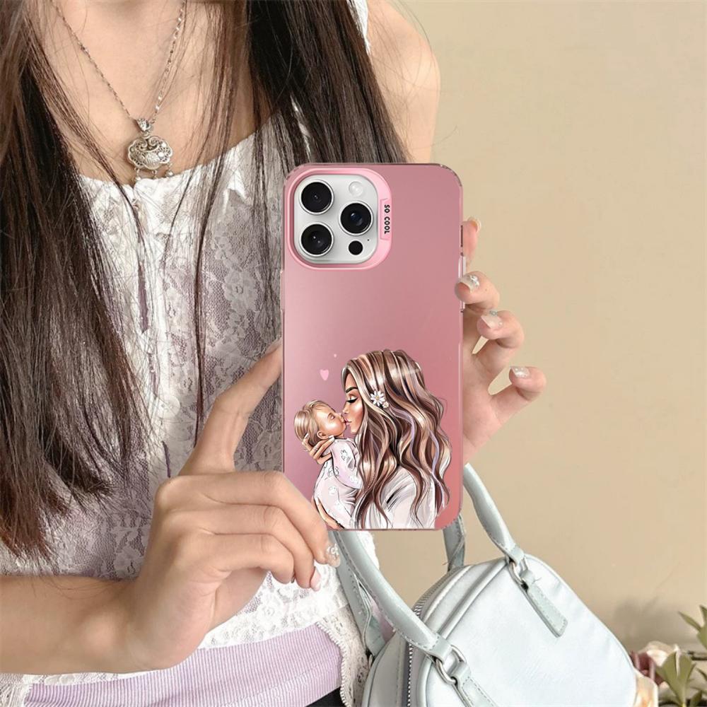 Super Dad Mom Baby Girl Phone Case For iPhone 16 15 14 13 12 11 Pro Max X XR XSMAX 8 7 Plus Matte Shockproof Back Cover