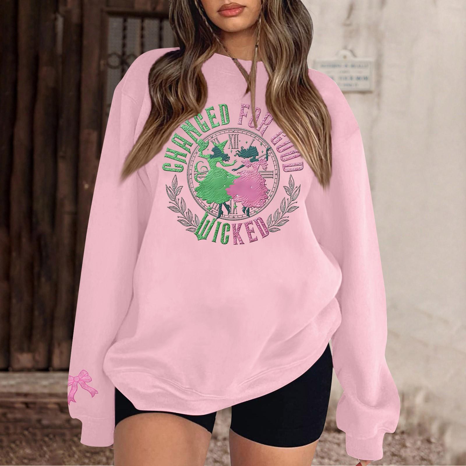 

Женская повседневная модная блузка с длинным рукавом и круглым вырезом с принтом и пуловером XL арбуз красный