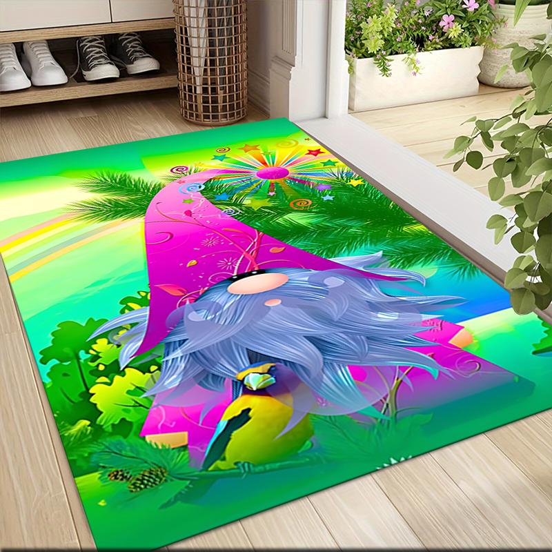 1Pc Christmas Gnome Parade Carpet Rug Soft Washable Antislip Home Living Room Sofa Mats Personalized Christmas Rug