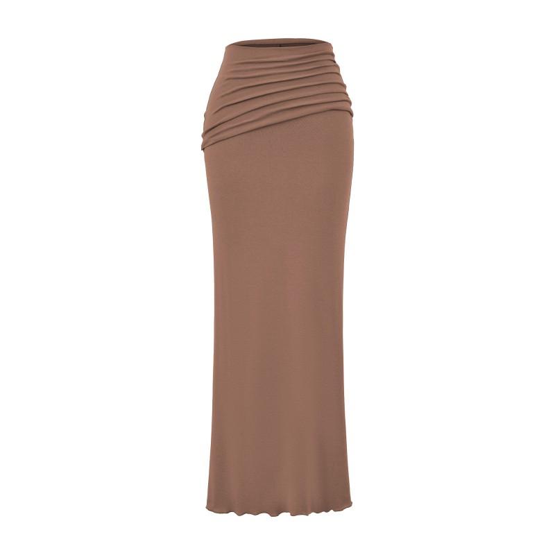 Pure Desire Style Sexy Slim Fit 2-Piece Set Long Sleeve T-Shirt Flare Pants / Midi Skirt Women
