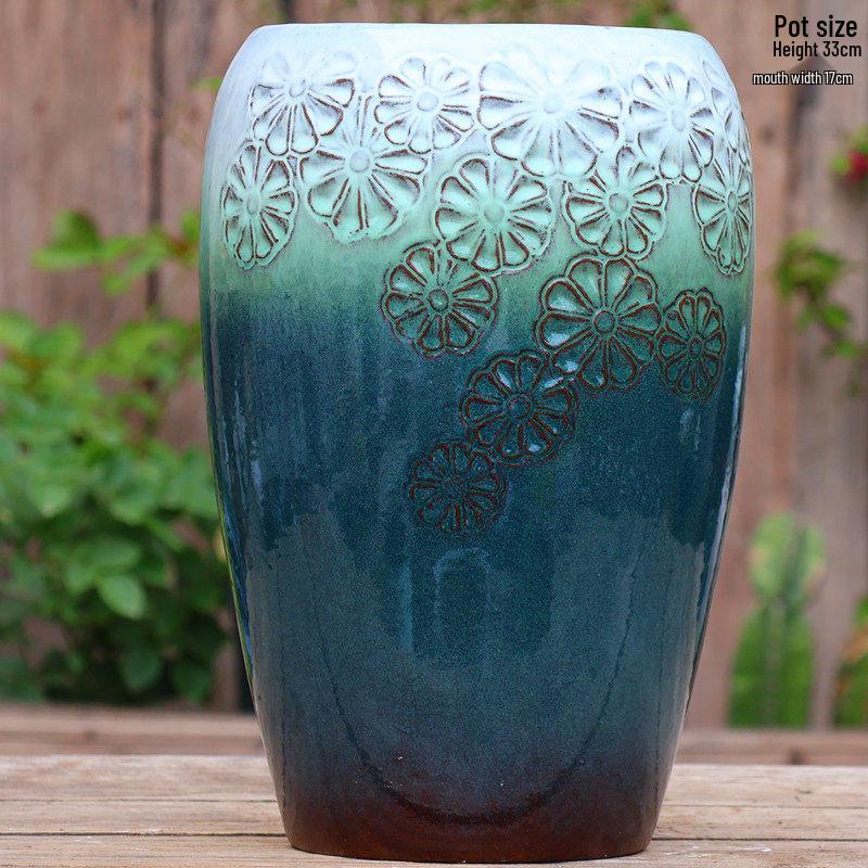 Handmade Large Ceramic Pot for Succulents & Orchids - Breathable, Coarse Pottery Bonsai Planter