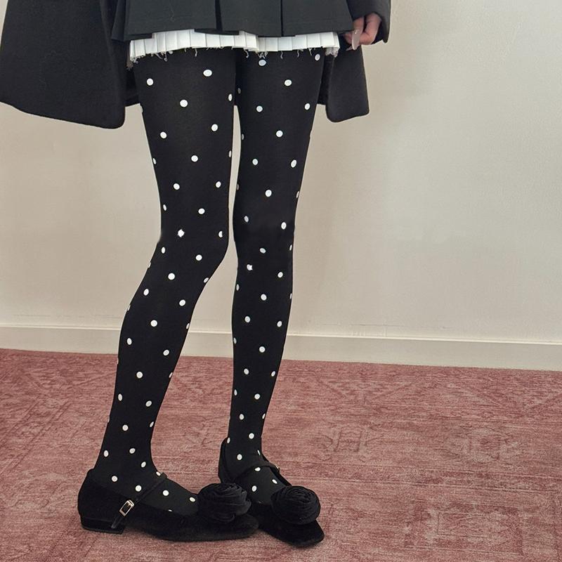 2026 Spring Polka Dot Tights Women Vintange 80D Pantyhose Sexy Semi Opaque Tights Resistant Control Top Stocking Y2K Style