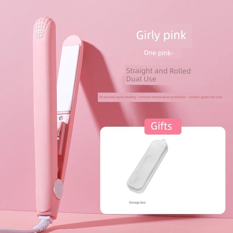 Mini Electric Hair Straightener and Curler for Bangs, Student Flat Iron, Portable Mini Hair Straightener and Curling Iron