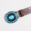 Cinturón Decorativo Étnico Retro Estilo Corte Bohemio con Relieve Patrón de Rosa Cinturón Ancho Mujer