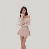 Sweetheart One-Shoulder Bow Tie Lace-Up A-Line Dress for Women - Waist-Cinching Short Skirt, Autumn/Winter Collection.