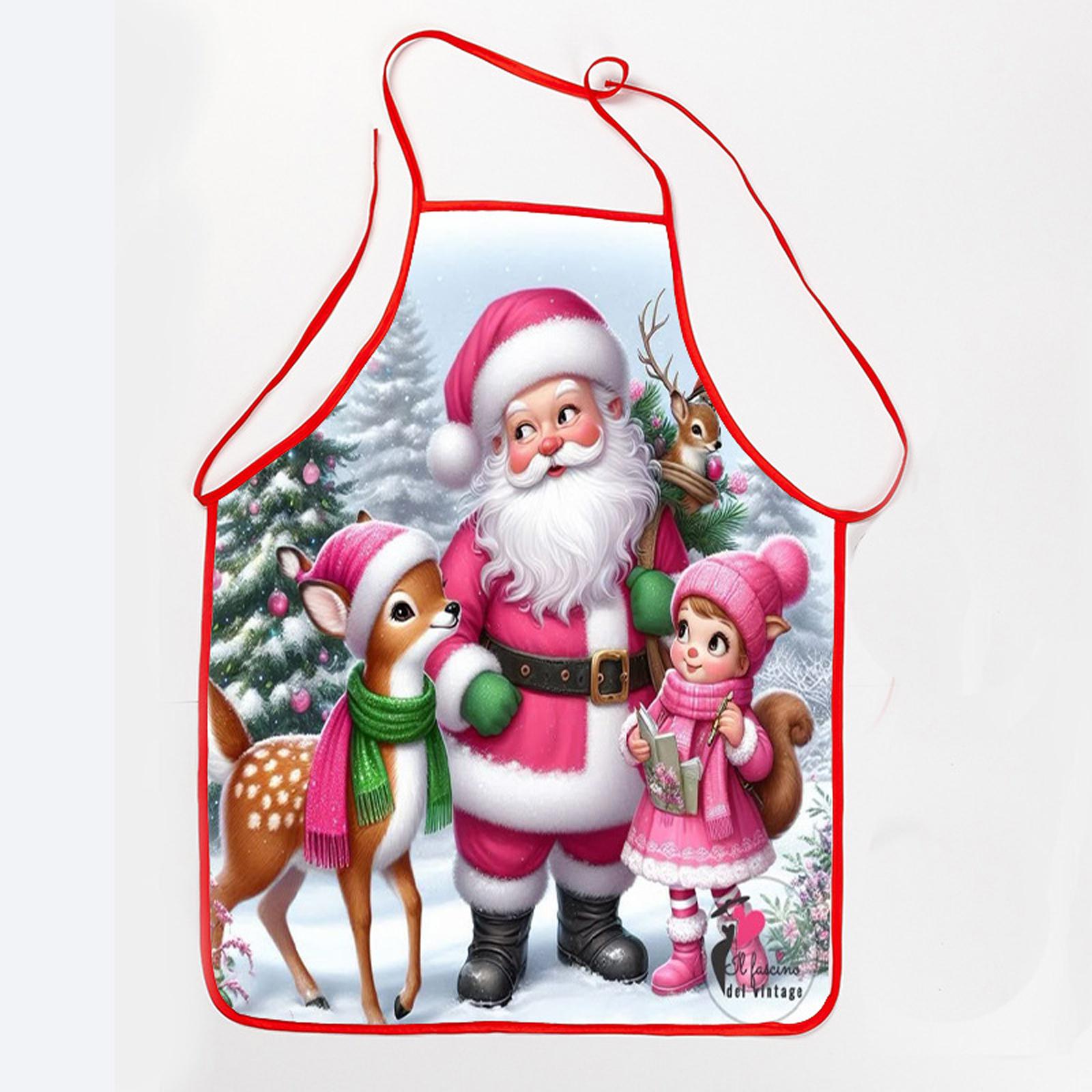 

Рождественский фартук с принтом Клауса, водонепроницаемый и устойчивый к пятнам, бытовой рождественский фартук One Size