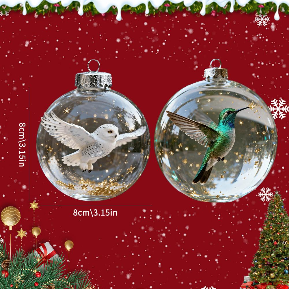 8cm Nature's Birds Crystal Glass Ornament Set Bird Glass Christmas Tree Ornaments Clear Christmas Balls Hanging Pendant For Home