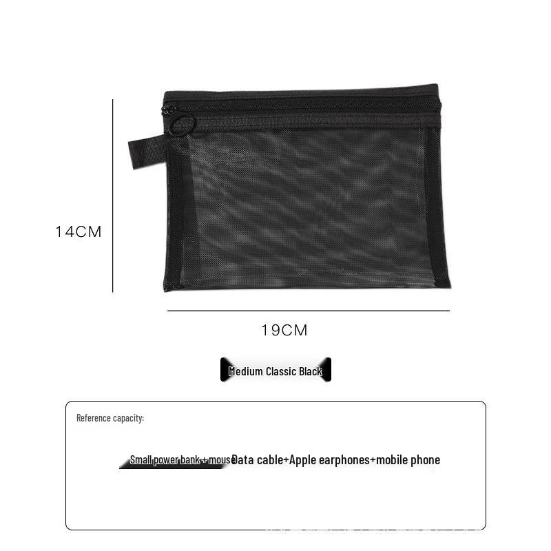 Transparent Mesh Large Capacity Portable Storage Bag with Card Holder for Cables & Earphones