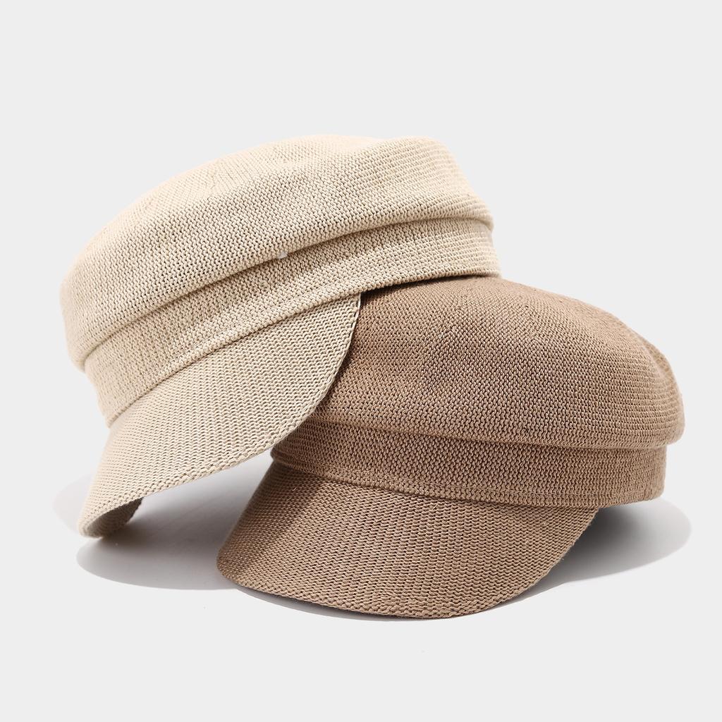 Women's Summer 2025 New Sun Protection Hat, Korean-style Ins Naval Cap, Breathable Straw Flat Top