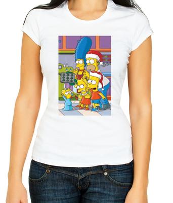 The Simpsons Christmas The Simpsons Women 3/4 Short Sleeve T-Shirt L210