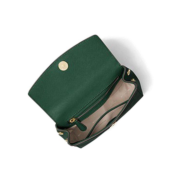 Michael Kors MK Ava Vintage Logo Pendant Flap Leather Shoulder Crossbody Mini Bag Women bags Dark-Green 32F5GAVC1L-MOSS