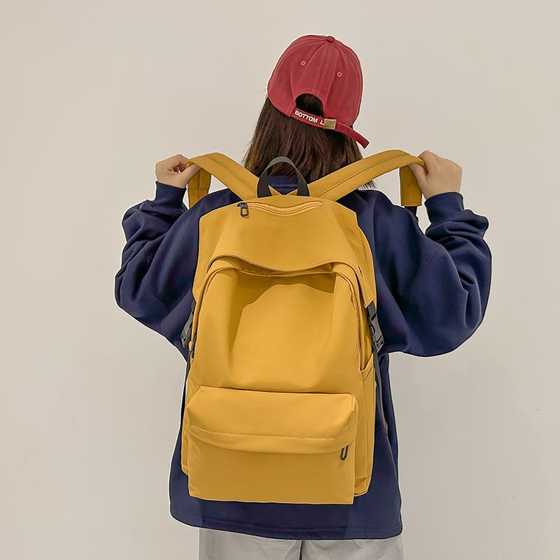 Men Large Capacity Backpack Women Solid Color Backpack Junior Senior High School Student Schoolbag